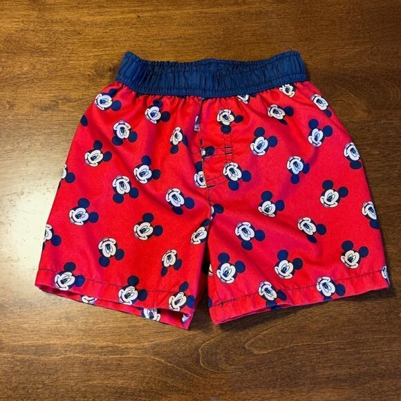 Disney swim shorts trunks Mickey Mouse red navy 18M baby toddler - Picture 1 of 4